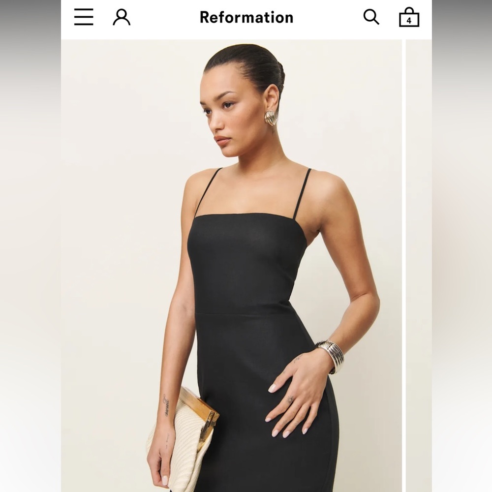 Reformation Black Linen Frankie Dress